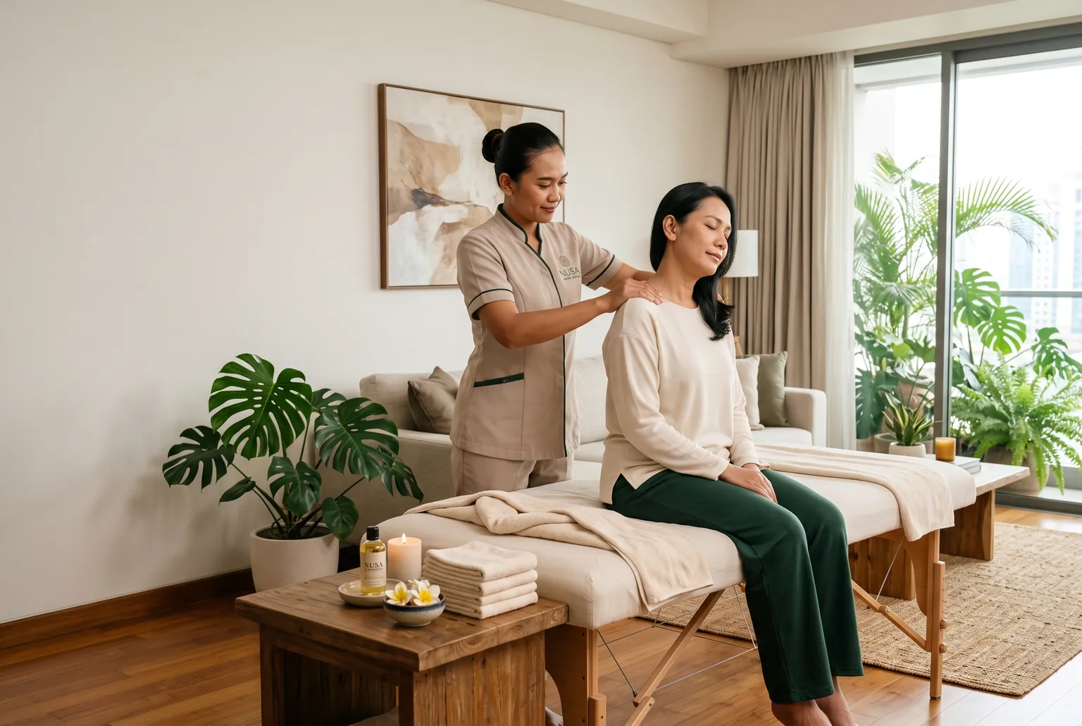 Layanan massage home service Srikandi di lokasi pelanggan